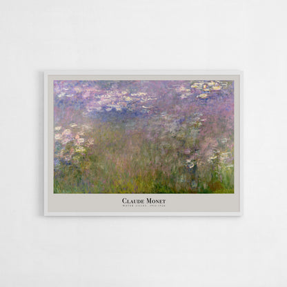 Claude Monet Water Lilies artwork print from 1915-1926, featuring a soft, impressionist scene of a peaceful pond with reflections of water lilies, designed to elevate and bring serenity to any interior space.